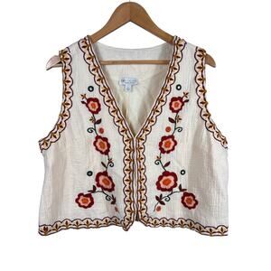 Cato Collection Limited Edition Vest Women's Large Ripple Floral Embroidered